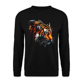 Lustiges Tiger Kunst Tier Natur Wildtier Tiere Zoo - Unisex Pullover - Schwarz - Vorne - Alina (178cm) & Michal (187cm)