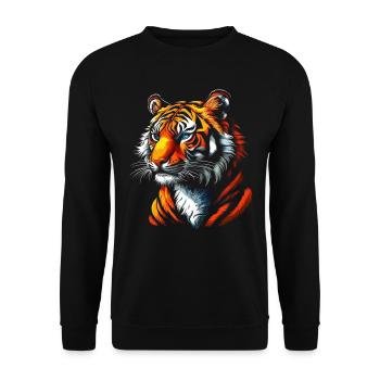 Lustiges Tiger Kunst Tier Natur Wildtier Tiere Zoo - Unisex Pullover - Schwarz - Vorne - Alina (178cm) & Michal (187cm)