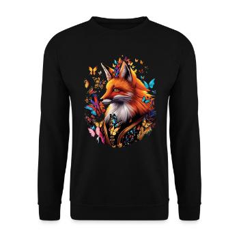 Lustiges Fuchs Fox Kunst Tier Natur Wildtier Tiere - Unisex Pullover - Schwarz - Vorne - Alina (178cm) & Michal (187cm)