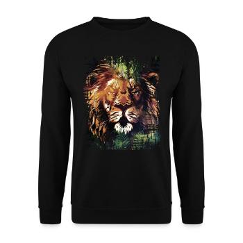 Lion Lover Wildlife Safari Art Lion Colorful - Unisex Sweatshirt - black - Front - Alina (178cm) & Michal (187cm)
