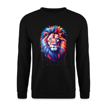 Lion Lover Faune Safari Art Lion Coloré - Sweat-shirt Unisexe - noir - Devant - Alina (178cm) & Michal (187cm)