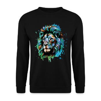 Lion Lover Wildlife Safari Art Lion Colorful - Unisex Sweatshirt - black - Front - Alina (178cm) & Michal (187cm)