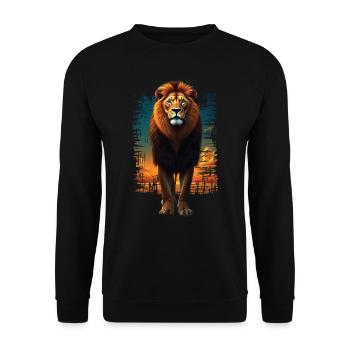 Lion Lover Wildlife Safari Art Lion Colorful - Unisex Sweatshirt - black - Front - Alina (178cm) & Michal (187cm)