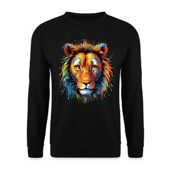Lion Lover Wildlife Safari Art Lion Colorful - Unisex Sweatshirt - black - Front - Alina (178cm) & Michal (187cm)