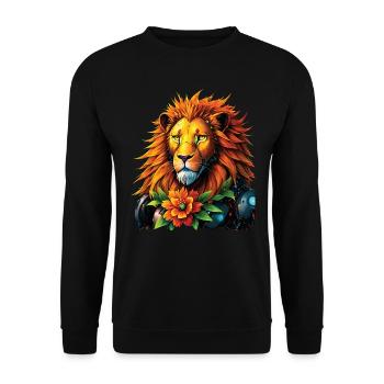 Lion Lover Wildlife Safari Art Lion Colorful - Unisex Sweatshirt - black - Front - Alina (178cm) & Michal (187cm)