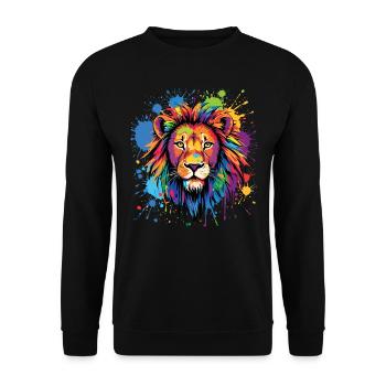 Lion Lover Wildlife Safari Art Lion Colorful - Unisex Sweatshirt - black - Front - Alina (178cm) & Michal (187cm)