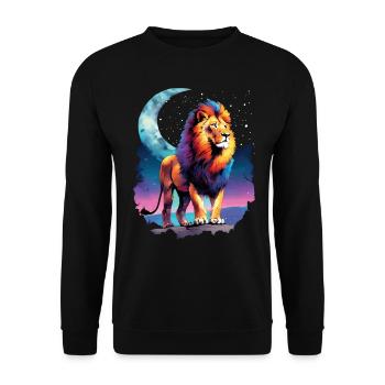 Lion Lover Wildlife Safari Art Lion Colorful - Unisex Sweatshirt - black - Front - Alina (178cm) & Michal (187cm)