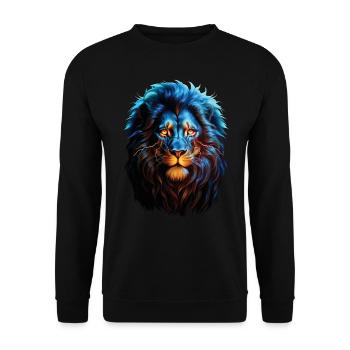 Lion Lover Faune Safari Art Lion Coloré - Sweat-shirt Unisexe - noir - Devant - Alina (178cm) & Michal (187cm)