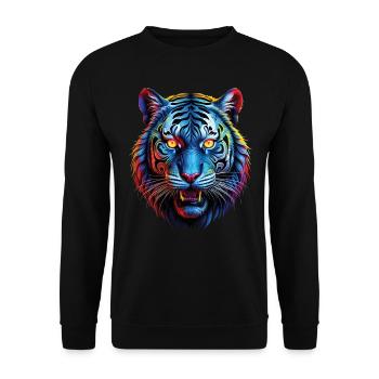Lustiges Tiger Kunst Tier Natur Wildtier Tiere Zoo - Unisex Pullover - Schwarz - Vorne - Alina (178cm) & Michal (187cm)