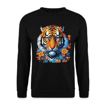Lustiges Tiger Kunst Tier Natur Wildtier Tiere Zoo - Unisex Pullover - Schwarz - Vorne - Alina (178cm) & Michal (187cm)