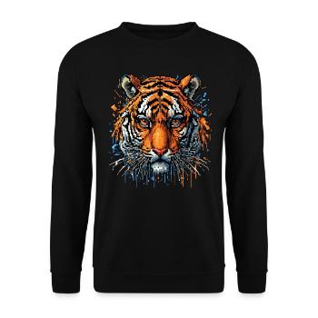 Lustiges Tiger Kunst Tier Natur Wildtier Tiere Zoo - Unisex Pullover - Schwarz - Vorne - Alina (178cm) & Michal (187cm)