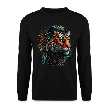 Funny Tiger Art Animal Nature Wildlife Animals Zoo - Unisex Sweatshirt - black - Front - Alina (178cm) & Michal (187cm)