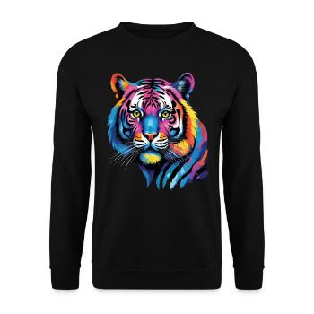 Lustiges Tiger Kunst Tier Natur Wildtier Tiere Zoo - Unisex Pullover - Schwarz - Vorne - Alina (178cm) & Michal (187cm)