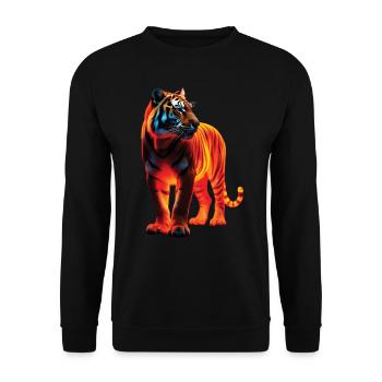 Lustiges Tiger Kunst Tier Natur Wildtier Tiere Zoo - Unisex Pullover - Schwarz - Vorne - Alina (178cm) & Michal (187cm)