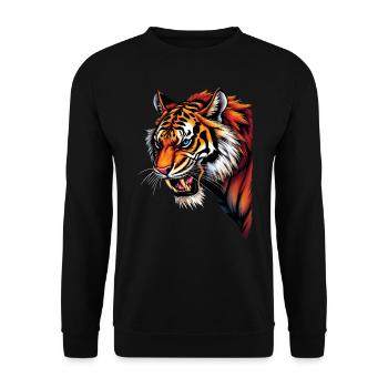 Lustiges Tiger Kunst Tier Natur Wildtier Tiere Zoo - Unisex Pullover - Schwarz - Vorne - Alina (178cm) & Michal (187cm)