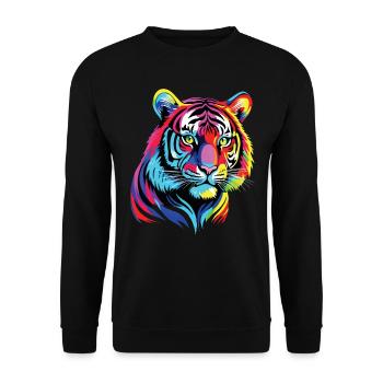 Lustiges Tiger Kunst Tier Natur Wildtier Tiere Zoo - Unisex Pullover - Schwarz - Vorne - Alina (178cm) & Michal (187cm)