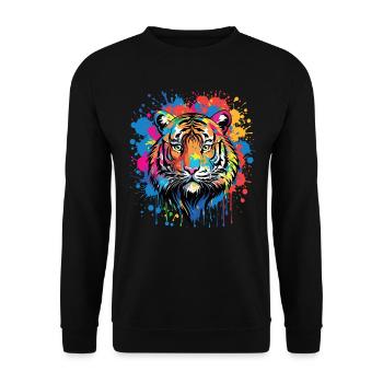 Funny Tiger Art Animal Nature Wildlife Animals Zoo - Unisex Sweatshirt - black - Front - Alina (178cm) & Michal (187cm)