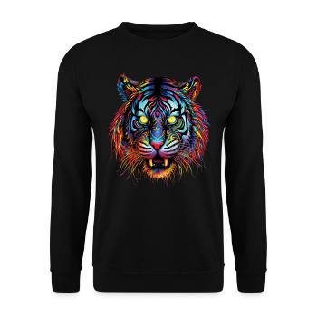 Lustiges Tiger Kunst Tier Natur Wildtier Tiere Zoo - Unisex Pullover - Schwarz - Vorne - Alina (178cm) & Michal (187cm)