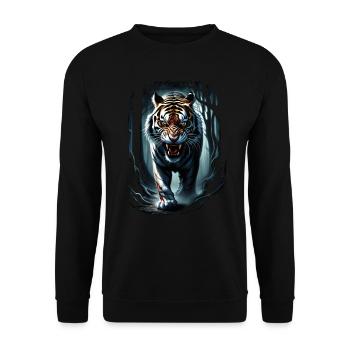 Lustiges Tiger Kunst Tier Natur Wildtier Tiere Zoo - Unisex Pullover - Schwarz - Vorne - Alina (178cm) & Michal (187cm)