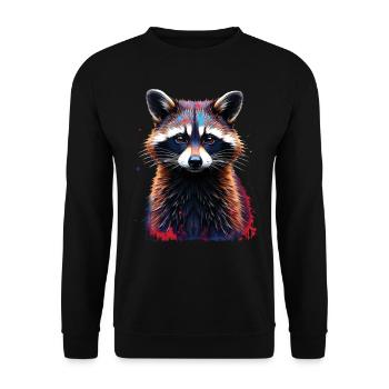Raccoon Motif Animal Lover Art Artwork - Unisex Sweatshirt - black - Front - Alina (178cm) & Michal (187cm)
