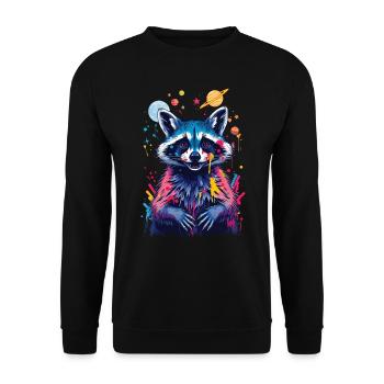 Raccoon Motif Animal Lover Art Artwork - Unisex Sweatshirt - black - Front - Alina (178cm) & Michal (187cm)