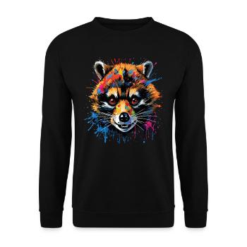 Raccoon Motif Animal Lover Art Artwork - Unisex Sweatshirt - black - Front - Alina (178cm) & Michal (187cm)