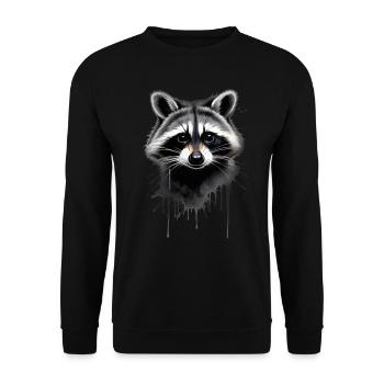 Raccoon Motif Animal Lover Art Artwork - Unisex Sweatshirt - black - Front - Alina (178cm) & Michal (187cm)
