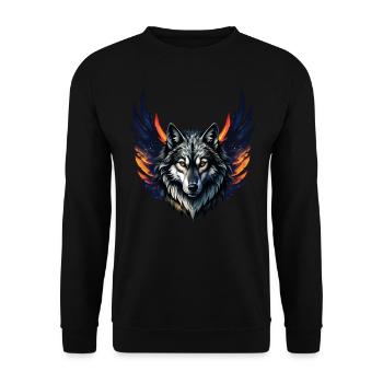 Wolf Liebhaber Wildtier Kunst Wolf Bunt Tier - Unisex Pullover - Schwarz - Vorne - Alina (178cm) & Michal (187cm)