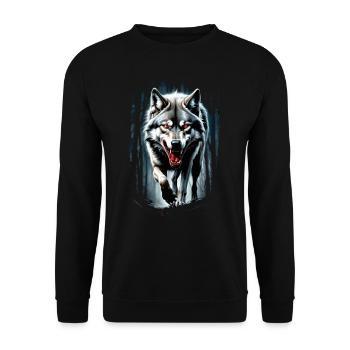 Wolf Liebhaber Wildtier Kunst Wolf Bunt Tier - Unisex Pullover - Schwarz - Vorne - Alina (178cm) & Michal (187cm)