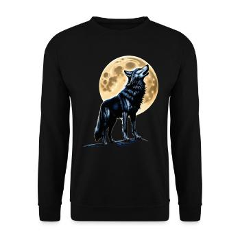 Wolf Liebhaber Wildtier Kunst Wolf Bunt Tier - Unisex Pullover - Schwarz - Vorne - Alina (178cm) & Michal (187cm)