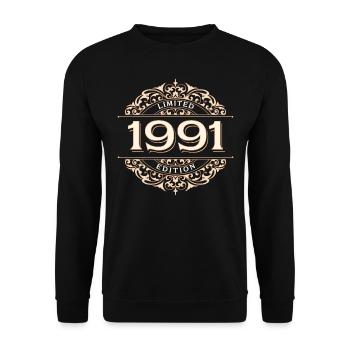 Limited Edition 1991 Vintage Geburtstag Geschenk - Unisex Pullover - Schwarz - Vorne - Alina (178cm) & Michal (187cm)