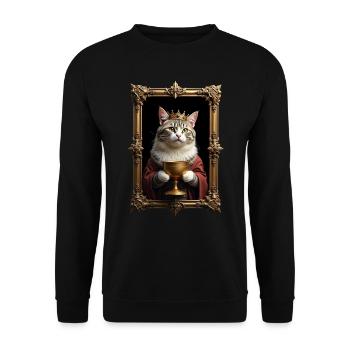 Medieval Cat in Picture Frame Art Crown - Unisex Sweatshirt - black - Front - Alina (178cm) & Michal (187cm)