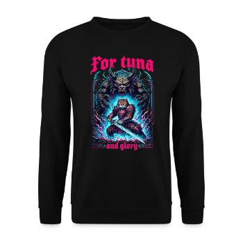 Moyen Âge Chat Thon Œuvre d'art Gloire et renommée - Sweat-shirt Unisexe - noir - Devant - Alina (178cm) & Michal (187cm)