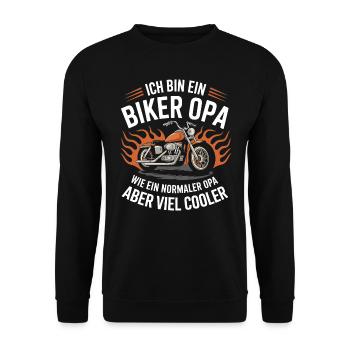 Papi motard | Grand-père cool avec moto - Sweat-shirt Unisexe - noir - Devant - Alina (178cm) & Michal (187cm)