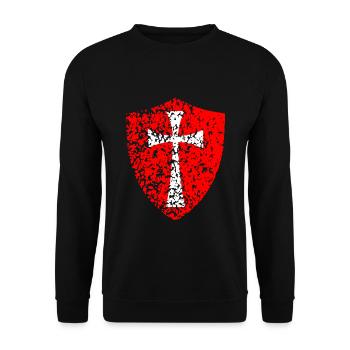 Kreuzritter Templer Kreuz Schild - Unisex Pullover - Schwarz - Vorne - Alina (178cm) & Michal (187cm)