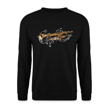 Musique avec trompette comme instrument à vent et notes - Sweat-shirt Unisexe - noir - Devant - Alina (178cm) & Michal (187cm)