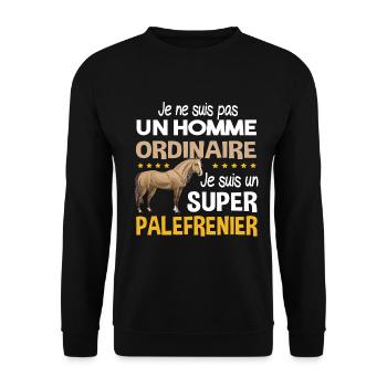 Palefrenier cheval. Cadeau écurie chevaux ferme - Sweat-shirt Unisexe - noir - Devant - Alina (178cm) & Michal (187cm)