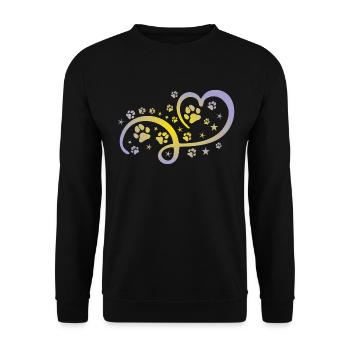 Herz mit Pfötchen und Sternen - Unisex Pullover - Schwarz - Vorne - Alina (178cm) & Michal (187cm)