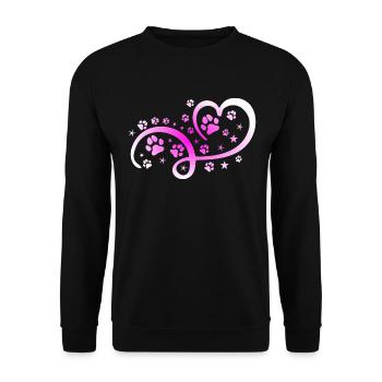Herz mit Pfötchen und Sternen - Unisex Pullover - Schwarz - Vorne - Alina (178cm) & Michal (187cm)