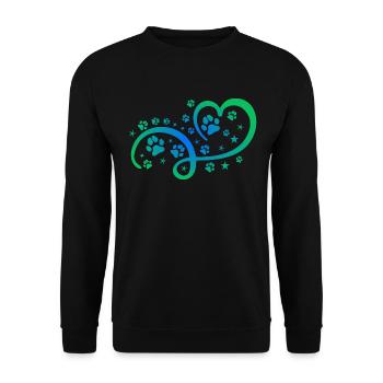 Herz mit Pfötchen und Sternen - Unisex Pullover - Schwarz - Vorne - Alina (178cm) & Michal (187cm)