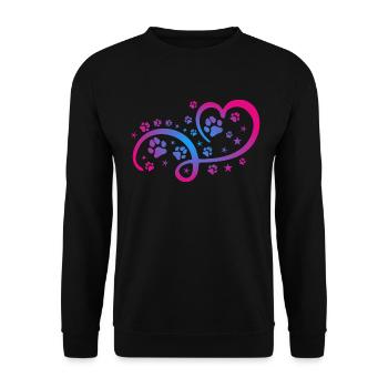 Herz mit Pfötchen und Sternen - Unisex Pullover - Schwarz - Vorne - Alina (178cm) & Michal (187cm)
