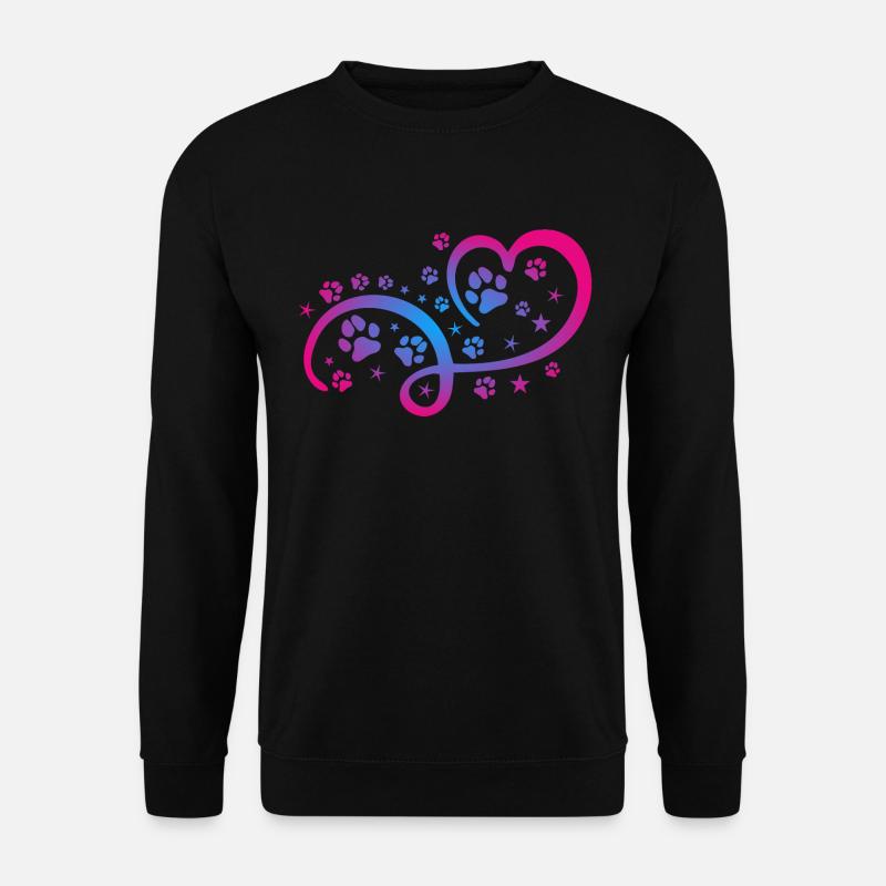 Herz mit Pfötchen und Sternen - Unisex Pullover - Schwarz