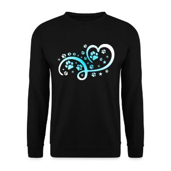 Herz mit Pfötchen und Sternen - Unisex Pullover - Schwarz - Vorne - Alina (178cm) & Michal (187cm)
