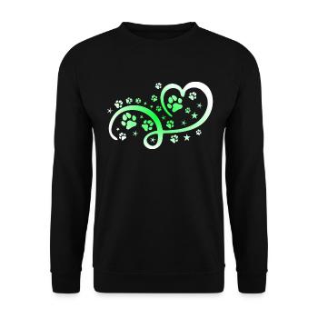 Herz mit Pfötchen und Sternen - Unisex Pullover - Schwarz - Vorne - Alina (178cm) & Michal (187cm)