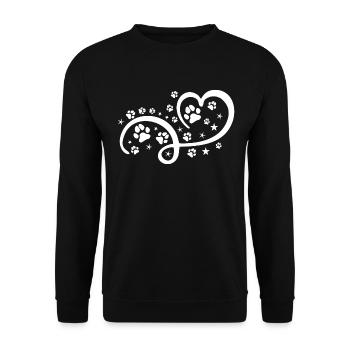 Herz mit Pfötchen und Sternen - Unisex Pullover - Schwarz - Vorne - Alina (178cm) & Michal (187cm)