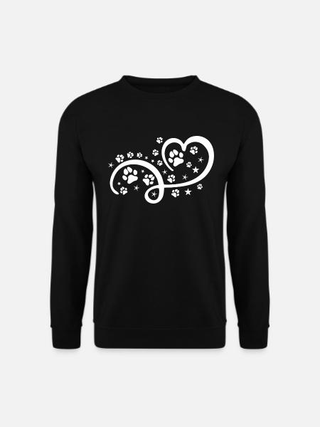 Herz mit Pfötchen und Sternen - Unisex Pullover - Schwarz