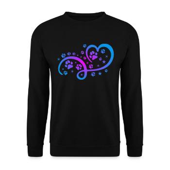 Herz mit Pfötchen und Sternen - Unisex Pullover - Schwarz - Vorne - Alina (178cm) & Michal (187cm)
