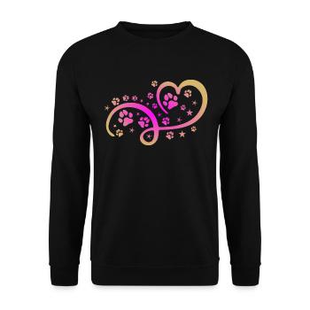 Herz mit Pfötchen und Sternen - Unisex Pullover - Schwarz - Vorne - Alina (178cm) & Michal (187cm)