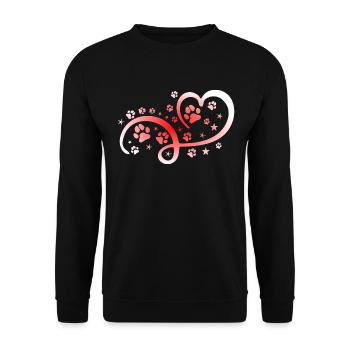 Herz mit Pfötchen und Sternen - Unisex Pullover - Schwarz - Vorne - Alina (178cm) & Michal (187cm)