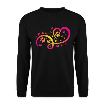 Herz mit Pfötchen und Sternen - Unisex Pullover - Schwarz - Vorne - Alina (178cm) & Michal (187cm)